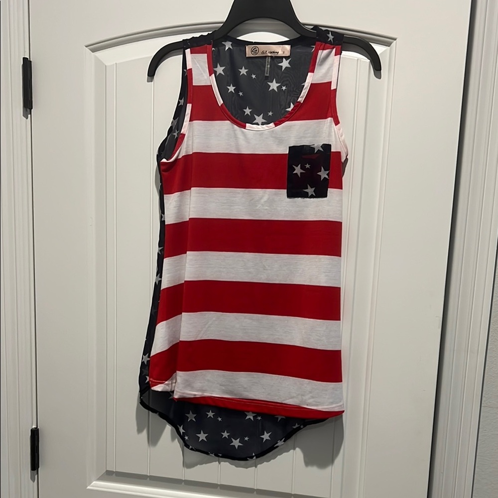Women's Red and White Striped Tank Top